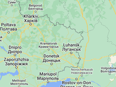 Map showing location of Pryvillya (49.01501, 38.30458)