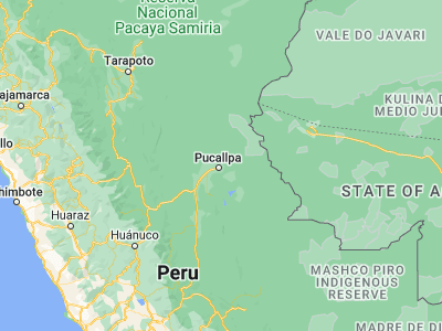 Map showing location of Pucallpa (-8.37915, -74.55387)