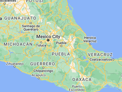 Map showing location of Puebla (19.05, -98.2)