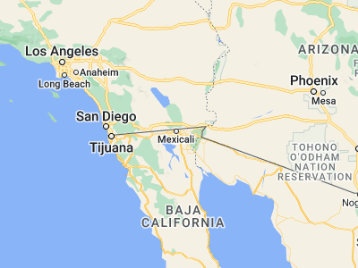 Map showing location of Puebla (32.56654, -115.3534)