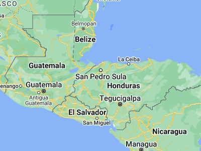 Map showing location of Pueblo Nuevo (15.28333, -88.01667)
