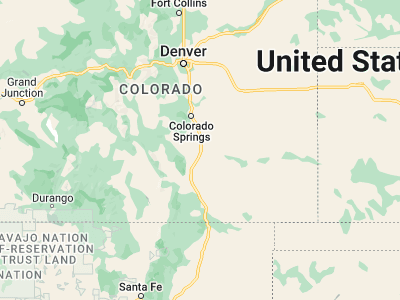 Map showing location of Pueblo (38.25445, -104.60914)