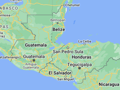 Map showing location of Puerto Barrios (15.71667, -88.6)