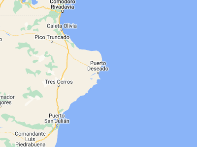 Map showing location of Puerto Deseado (-47.75034, -65.89382)