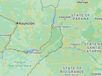 Map showing location of Puerto Eldorado (-26.40842, -54.69463)