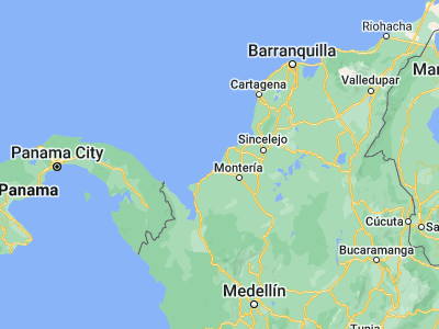 Map showing location of Puerto Escondido (9.0181, -76.26413)