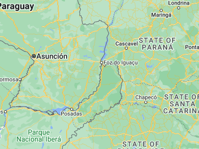 Map showing location of Puerto Esperanza (-26.01517, -54.67306)