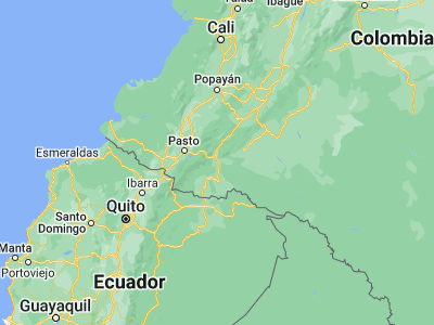 Map showing location of Puerto Guzmán (0.97028, -76.58583)