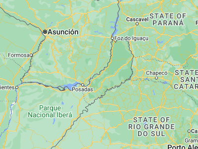 Map showing location of Puerto Leoni (-26.96069, -55.1657)