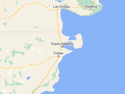 Map showing location of Puerto Madryn (-42.7692, -65.03851)