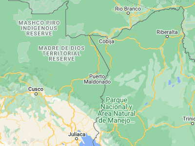 Map showing location of Puerto Maldonado (-12.6, -69.18333)