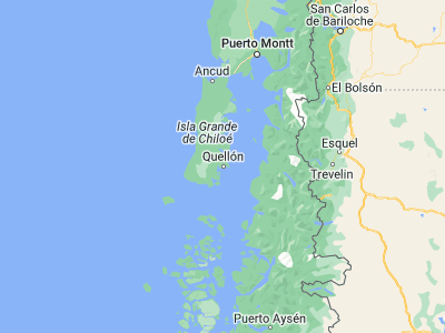 Map showing location of Puerto Quellón (-43.11667, -73.61667)