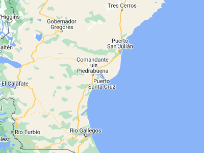 Map showing location of Puerto Santa Cruz (-50.0191, -68.52321)