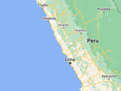 Map showing location of Puerto Supe (-10.81667, -77.75)
