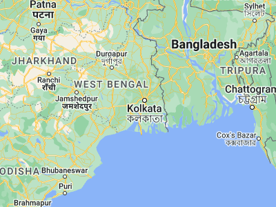 Map showing location of Pujali (22.46528, 88.15167)