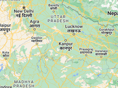 Map showing location of Pukhrāyān (26.22287, 79.83718)