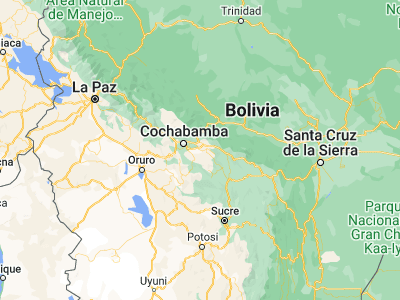 Map showing location of Punata (-17.55, -65.83333)