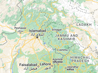 Map showing location of Pūnch (33.76969, 74.09212)
