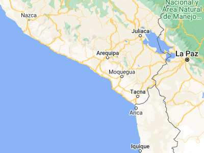 Map showing location of Punta de Bombón (-17.17167, -71.79306)