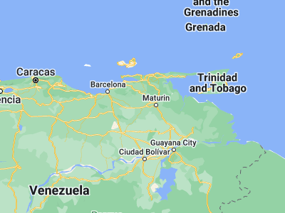 Map showing location of Punta de Mata (9.69131, -63.60921)