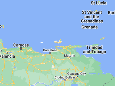 Map showing location of Punta de Piedras (10.9013, -64.09696)