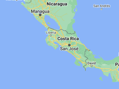 Map showing location of Puntarenas (9.97625, -84.83836)