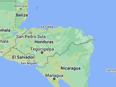 Map showing location of Punuare (14.73333, -85.96667)