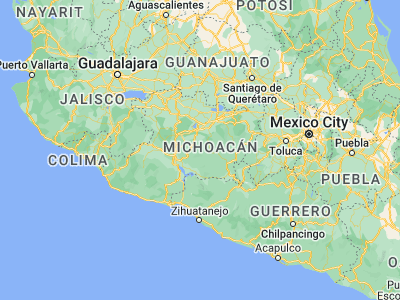 Map showing location of Puruarán (19.09634, -101.52167)