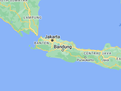 Map showing location of Purwakarta (-6.55694, 107.44333)