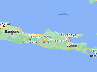 Map showing location of Purwodadi (-7.0868, 110.9158)