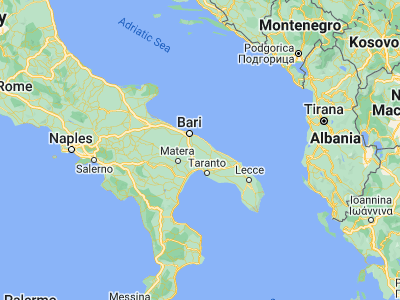 Map showing location of Putignano (40.85183, 17.12129)