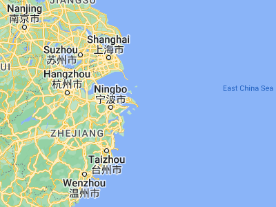 Map showing location of Putuoshan (29.98657, 122.38047)