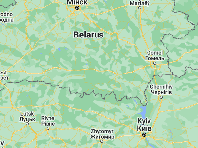 Map showing location of Pyetrykaw (52.1289, 28.4921)