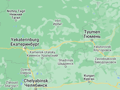 Map showing location of Pyshma (56.95226, 63.25129)