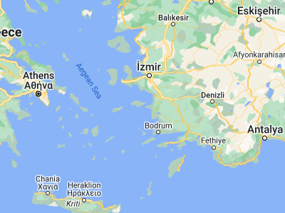 Map showing location of Pythagóreio (37.69194, 26.94833)