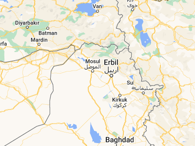 Map showing location of Qaḑā’ al Ḩamdānīyah (36.27093, 43.37758)