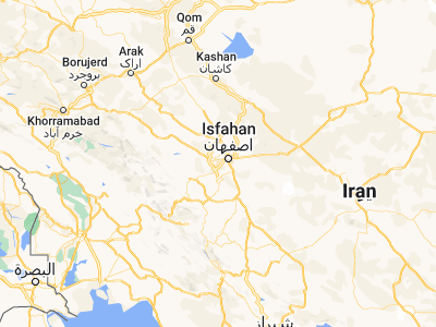 Map showing location of Qahderījān (32.5767, 51.455)