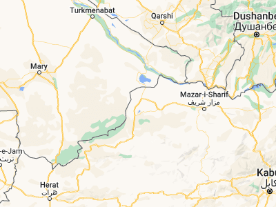 Map showing location of Qaram Qōl (36.83006, 65.04299)