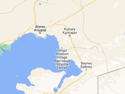 Map showing location of Qaraton (46.43528, 53.48639)
