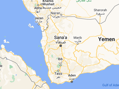 Map showing location of Qaryat al Qābil (15.45033, 44.12768)