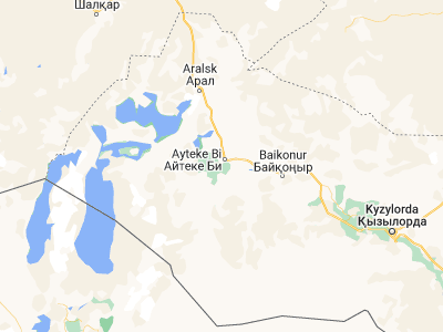 Map showing location of Qazaly (45.76278, 62.1075)