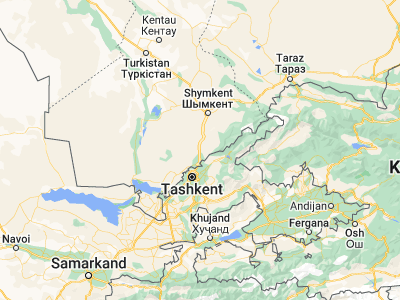 Map showing location of Qazyqurt (41.75979, 69.38798)