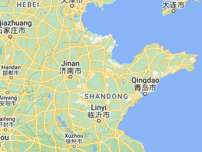 Map showing location of Qingzhou (36.69667, 118.47972)