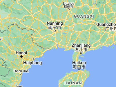 Map showing location of Qinzhou (21.95, 108.61667)