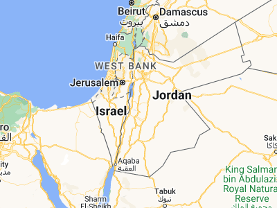 Map showing location of Qīr Moāv (31.18248, 35.69999)