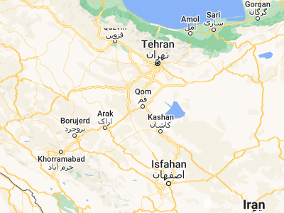 Map showing location of Qom (34.6401, 50.8764)