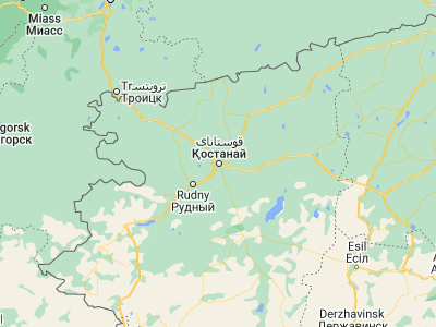 Map showing location of Qostanay (53.21435, 63.62463)
