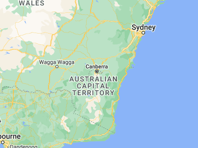 Map showing location of Queanbeyan (-35.35493, 149.232)