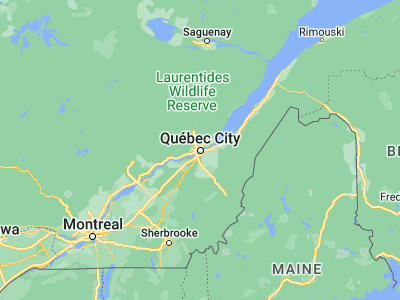 Map showing location of Québec (46.81228, -71.21454)