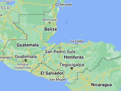 Map showing location of Quebrada Seca (15.66667, -87.95)